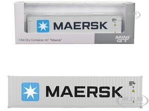 40 Dry Goods Container "Maersk" Gray Limited Edition for 1/64 scale models by True Scale Miniatures