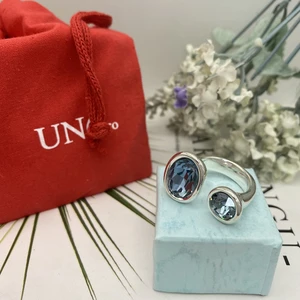 2022 New Fashion Plated 925 Silver Double Gem Charm Ring Niche Jewelry Gifts