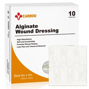 10pcs 4"x4" Calcium Alginate Wound Dressing Soft and Absorbent Dressing Gauze, Non Stick Pads