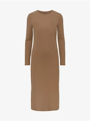 Light Brown Ribbed Sweater Mididress Pieces Kylie - Women