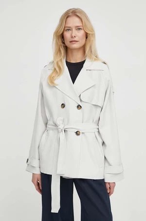 Kabát Bruuns Bazaar dámský, šedá barva, přechodný, oversize
