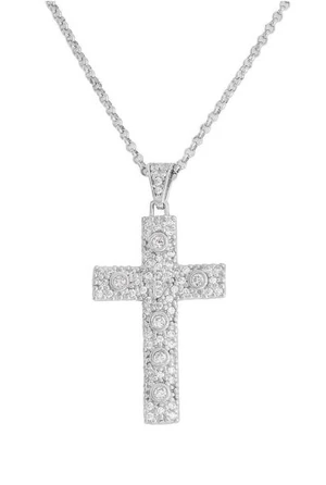 Amen Stříbrný náhrdelník se zirkony Křížek Cross CCZBB (řetízek, přívěsek)