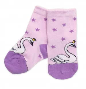 Dětské bavlněné ponožky Labuť - lila, vel. 23-26