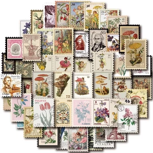 10/30/50pcs Vintage Postage Stamp Stickers for Scrapbook, Paper Stickers for Journal, Planner, Notebook DIY Craft Decoration