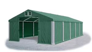 Skladový stan 5x10x2,5m střecha PVC 560g/m2 boky PVC 500g/m2 konstrukce ZIMA PLUS Zelená Zelená Šedá,Skladový stan 5x10x2,5m střecha PVC 560g/m2 boky 