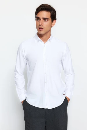 Trendyol White Slim Fit Smart Shirt with Leather Accessories