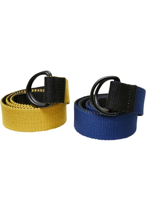 Easy D-Ring Belt Kids 2-Pack Black/Royal+Black/Yellow