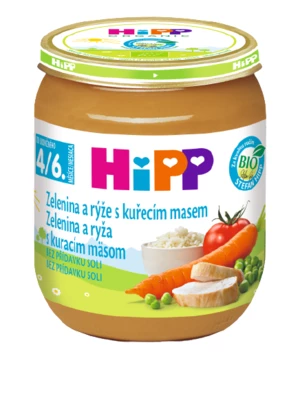 HiPP BIO Zelenina a rýže s kuřecím masem 125 g