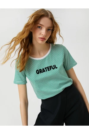 Koton Short Sleeve T-Shirt Crew Neck Printed Cotton