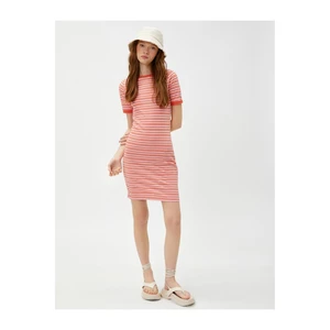 Koton Striped Mini Dress Short Sleeves Crew Neck