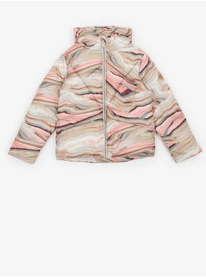 Pink-Beige Girly Patterned Quilted Hooded Jacket Tom Tailor - Girls