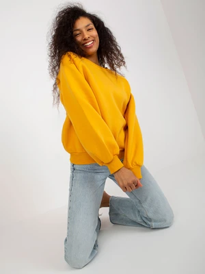 Dark yellow basic sweatshirt with wide sleeves