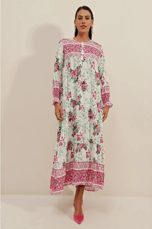 Bigdart 1947 Patterned Long Dress - H.fuchsia