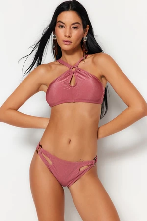 Trendyol Dried Rose Bikini Bottoms With Accessory Detail