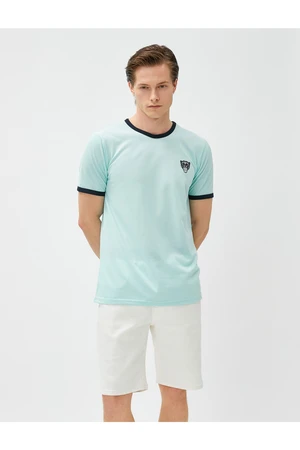 Koton Dog Embroidered T-Shirts, Crew Necks, Slim Fits, Short Sleeves.