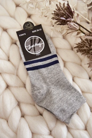 Youth Cotton Ankle Socks Grey