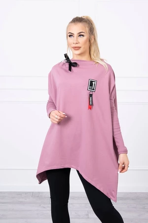 Oversize sweatshirt with asymmetrical sides dark pink