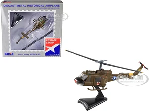 Bell UH-1 Iroquois "Huey" Helicopter "MEDEVAC" United States Army 1/87 (HO) Diecast Model by Postage Stamp