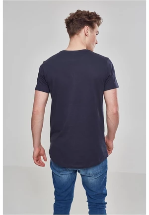 Shaped long T-shirt in a navy design