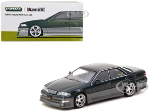 Toyota Mark II JZX100 RHD (Right Hand Drive) Dark Green Metallic "Global64" Series 1/64 Diecast Model by Tarmac Works