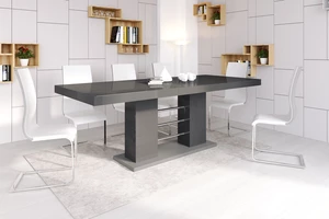 Rozkládací jídelní stůl Felix, šedý lesk + šedý