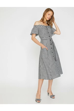 Koton Women's Checkered Dress With Belt Detail