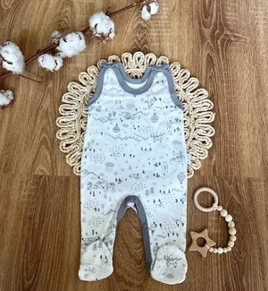 Kojenecké dupačky Mamatti, Město, bílo/šedé, vel. 56 (1-2m)