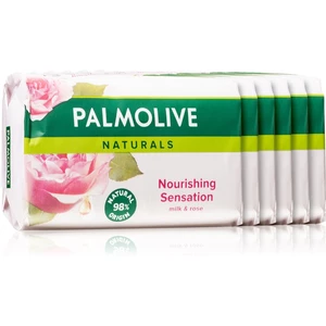 Palmolive Naturals Milk & Rose tuhé mydlo s vôňou ruží 6x90 g