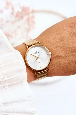 Dámské vodotěsné hodinky na náramku Giorgio&Dario zlato-bílé