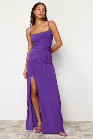 Trendyol Plum Plain Regular Knitted Evening Dress & Graduation Dress