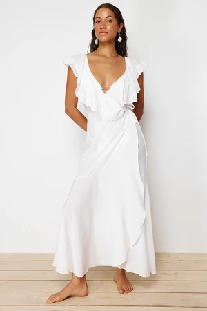 Trendyol Bridal Ecru Maxi Woven Tie Beach Dress