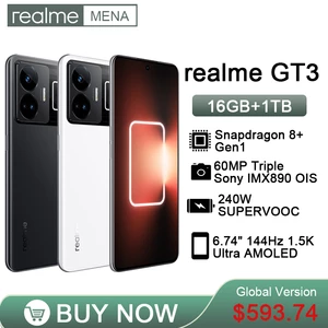 Realme GT3 Snapdragon 8 Gen 1 5G Global Version IMX890 Camera 240W SUPERVOOC Charge 144Hz 1.5K 6.74" AMOLED Display 16GB+1TB