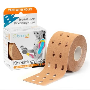 BronVit Sport Kinesio tape dierovaný béžová 5cm x 5m