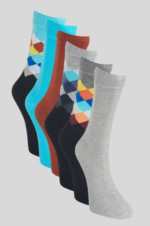 AC&Co / Altınyıldız Classics Men's Multicolored Patterned 6-Pack Crew Socks