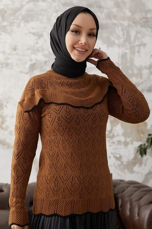 InStyle Alvi Tricot Sweater with Frill Detail - Brown