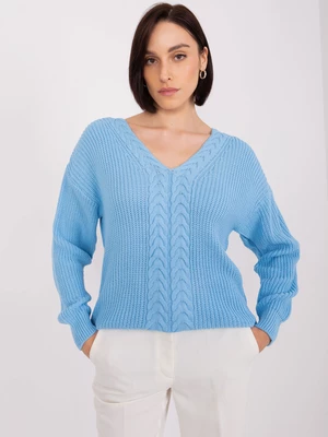 Light blue women's sweater with cuffs