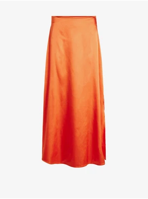 Orange ladies satin maxi skirt VILA Ella - Ladies