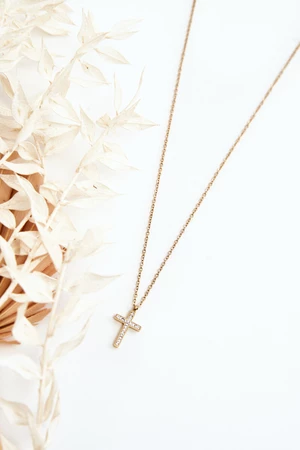 Women's thin chain with cross, gold