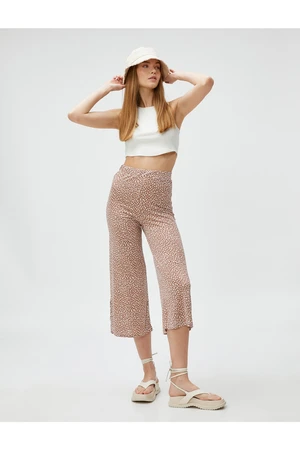 Koton Wide Leg Trousers Capri Length with Slit Detail.