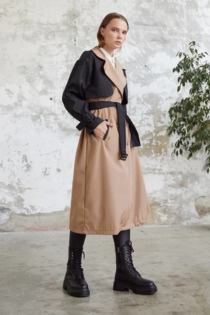 InStyle Two-tone Epaulette Detail Trench Coat