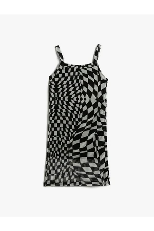 Koton Dress Checkered Strap Midi Lined