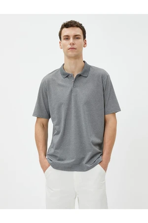 Koton Basic Polo T-Shirt with Buttons, Short Sleeves.
