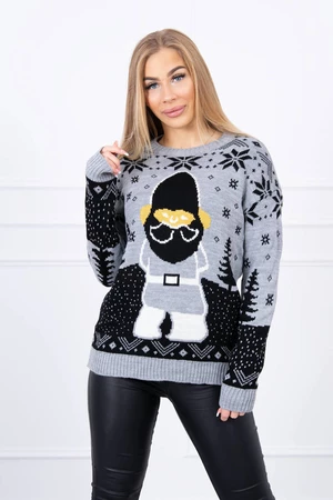 Christmas sweater with Santa Claus gray