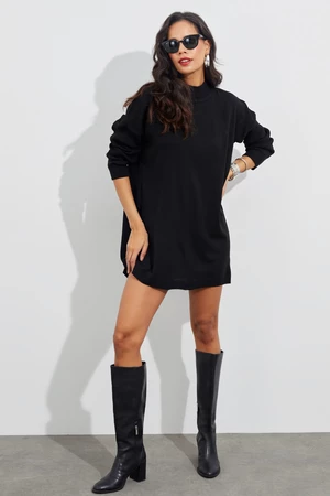 Cool & Sexy Women's Black Knitwear Tunic YV110