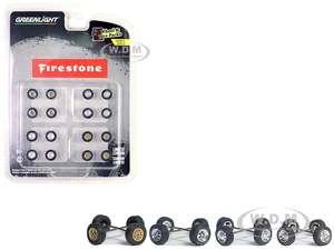 "Firestone" Wheels and Tires Multipack Set of 24 pieces "Wheel &amp; Tire Packs" Series 8 1/64 by Greenlight