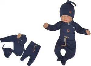 Z&amp;Z 3-dílná soupravička body, polodupačky s provázkem a čepička - granátová, vel. 50 (0-1m)