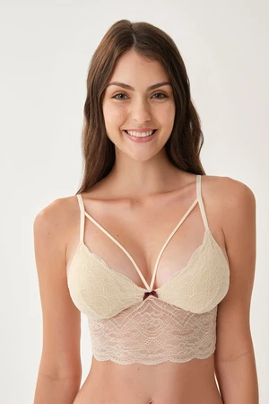 Dagi Beige Throw Lined Non-wired Bralette, Triangle Decollete.