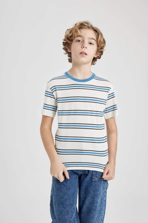 DEFACTO Boy Regular Fit Crew Neck Striped Short Sleeve T-Shirt