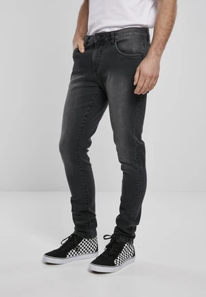 Slim Fit Zip Jeans Genuine Black Washed