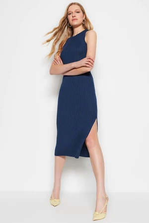 Trendyol Navy Blue Maxi Sweater Dress With Slit Detail